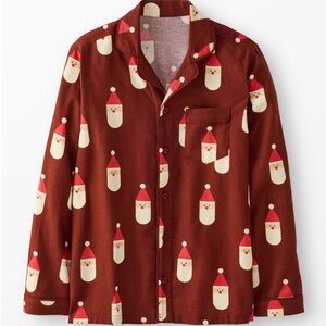 Hanna Andersson Brown Santa Print‎ Kids Pajama Top
